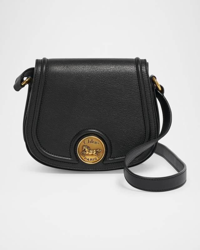 Horse Medal Saddle Crossbody Bag in Grained Leather